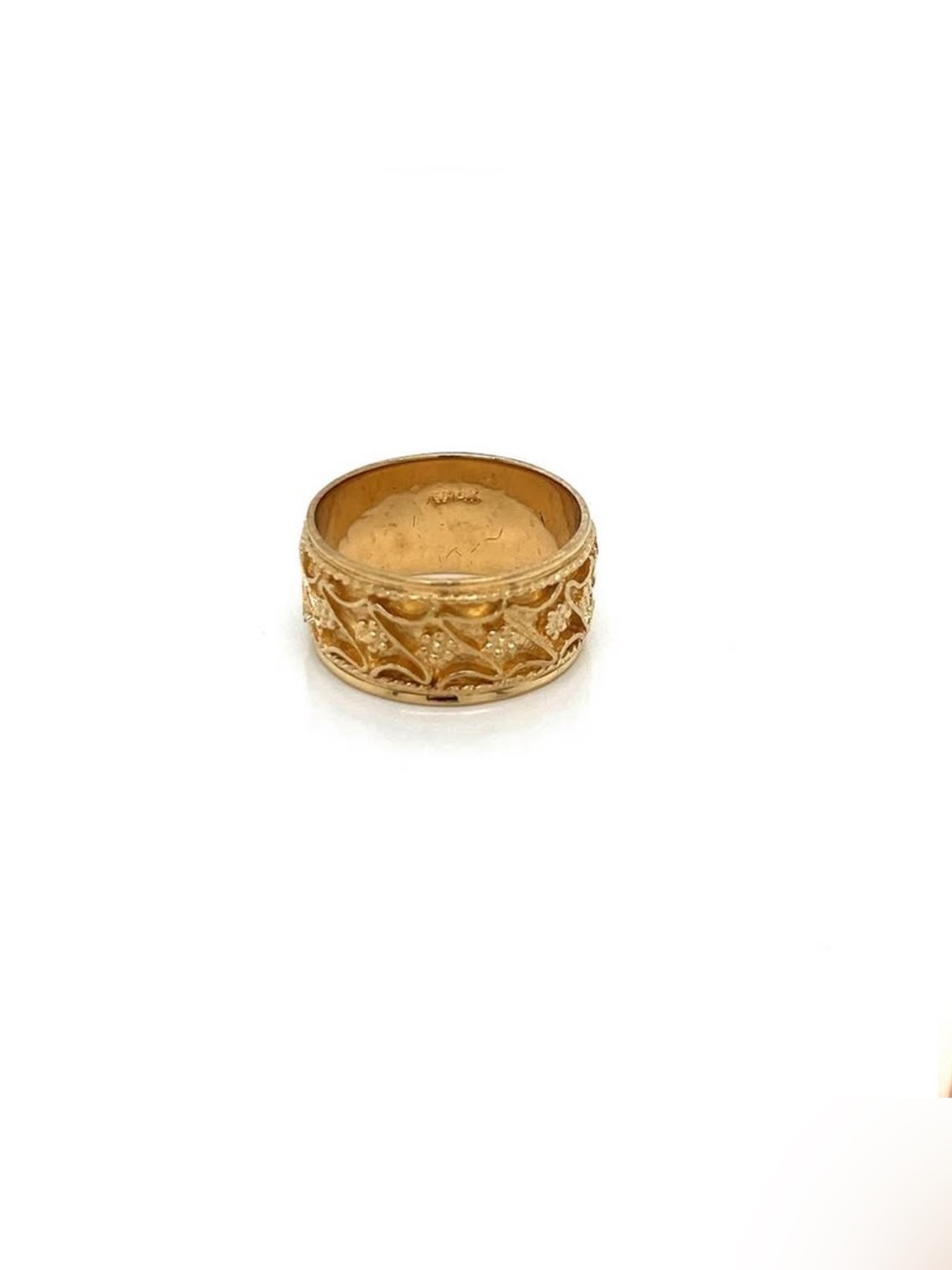 Vintage 14k Yellow Gold Wide Etruscan Design Statement Ring